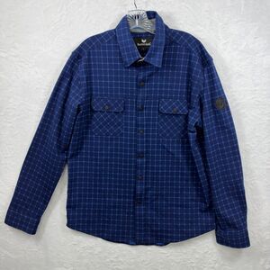 Buttercloth Mens L Navy Blue Windowpane Check Stretch Cotton Snap Button Shirt